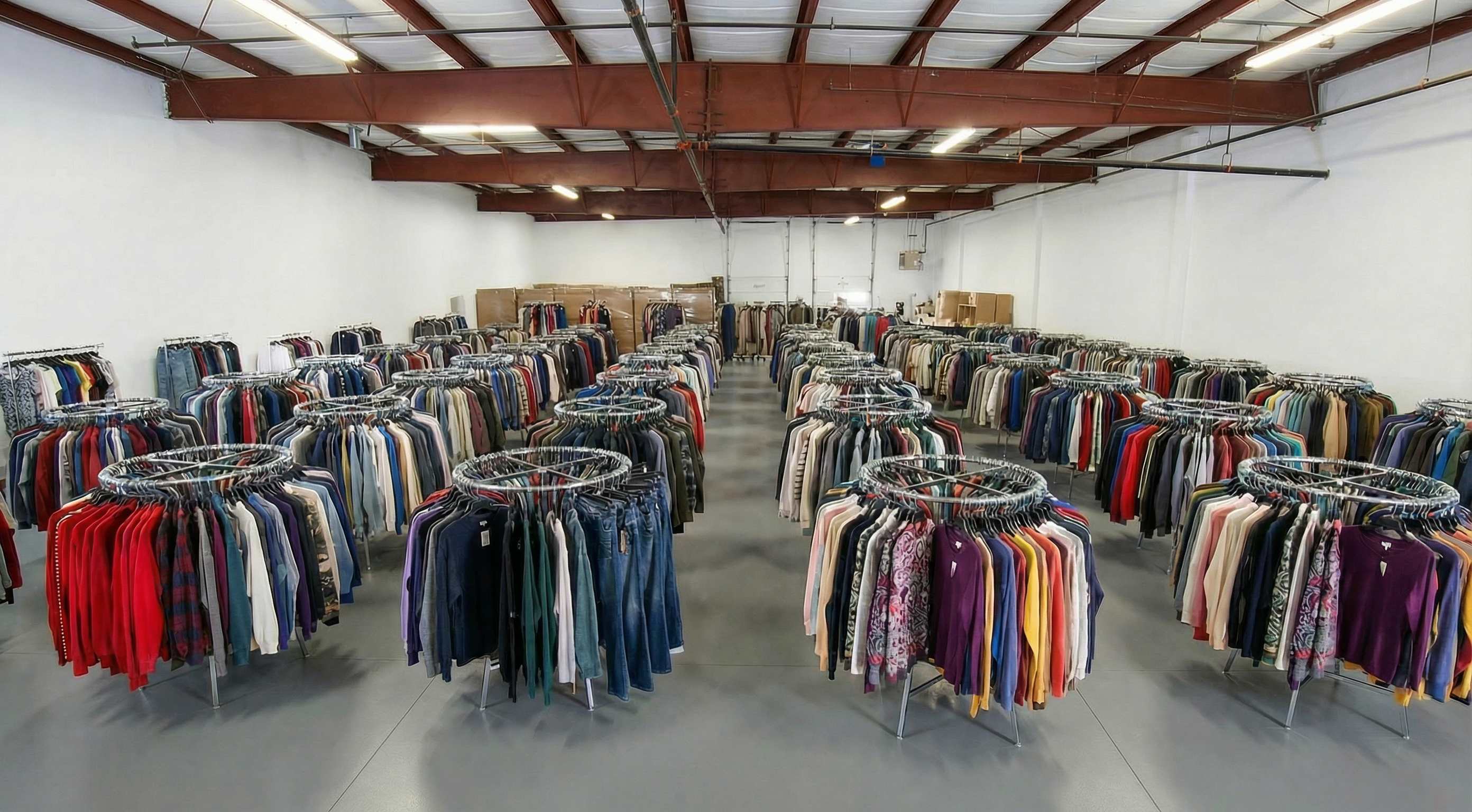 Warehouse wide angle view showing scale